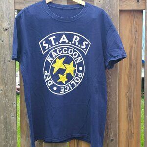 Resident Evil STARS Racoon City Police Dept Badge Zombie Game Men's T Shirt XL